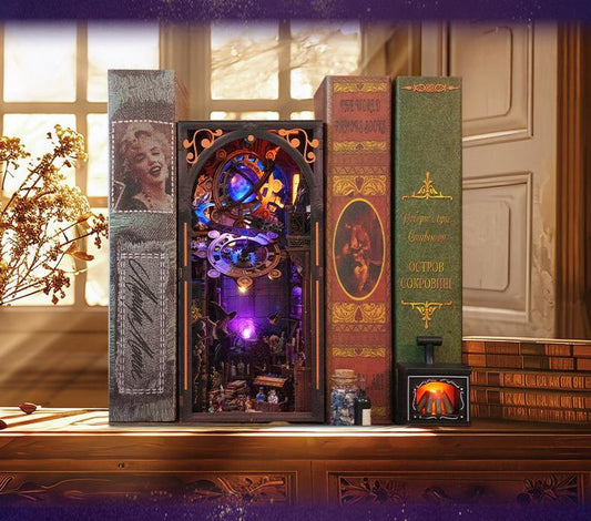 Kit Book Nook Mundo Mágico de Judy con LED | Casa Bruja 3D | Doble Cara | Diorama Estantería - Miniverse Studio